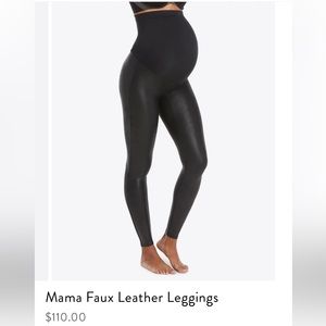 Spanx Mama Faux Leather Leggings - size small - EUC